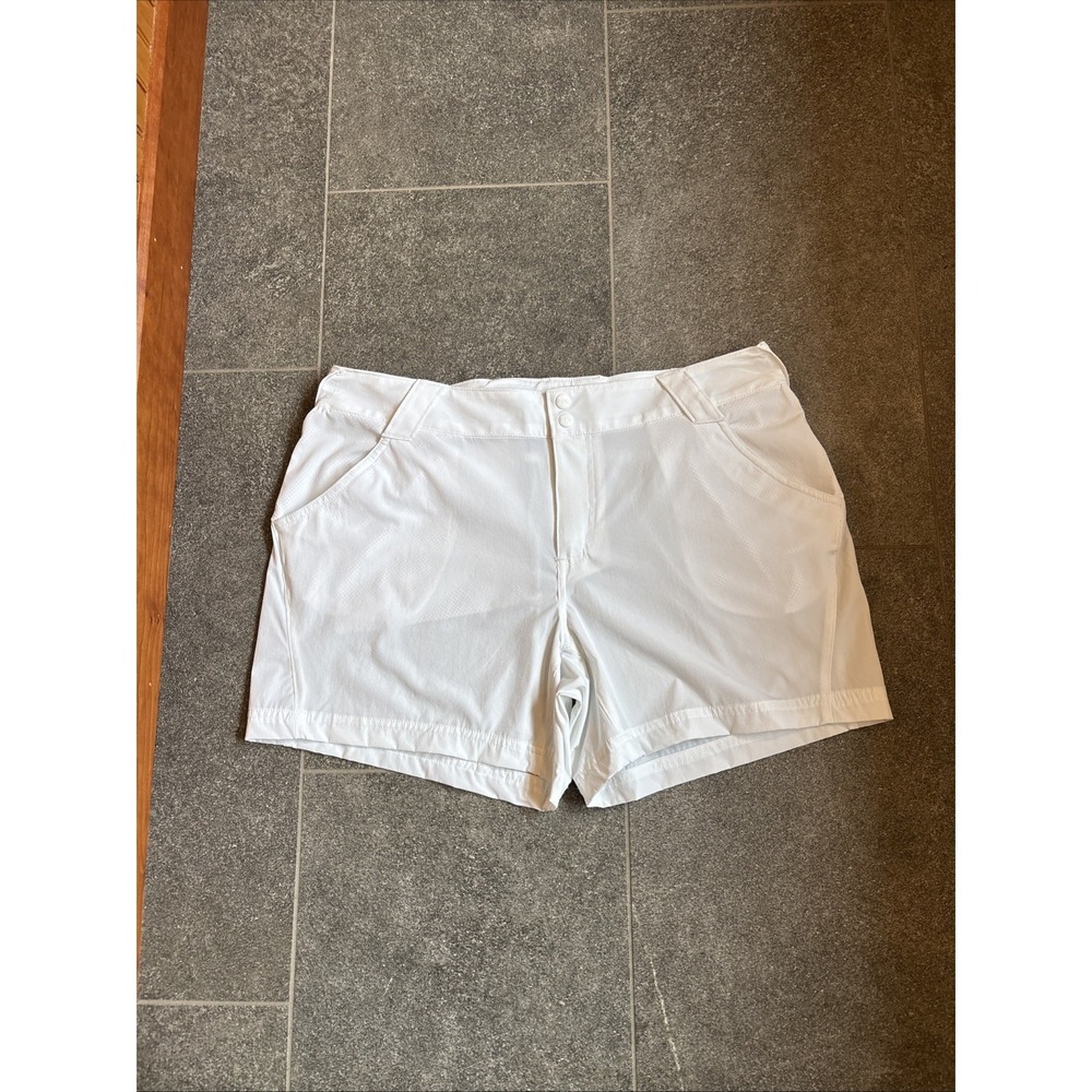 Columbia PFG Shorts Women's Size 14 Fishing White 5" Inseam stretch